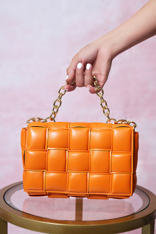 Angeline Woven Handbag (Orange)