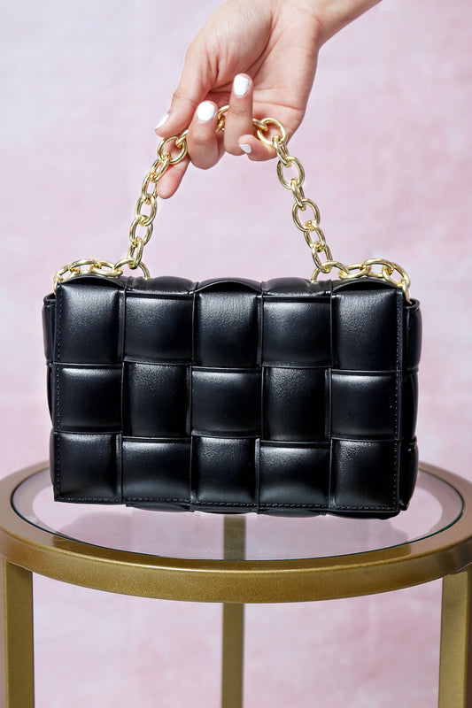 Angeline Woven Handbag (Black)